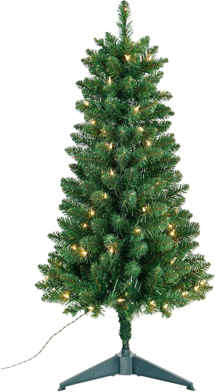 Pre-Lit Artificial Christmas Tree 3Ft (Green) 17"D x 17"W x 36"H